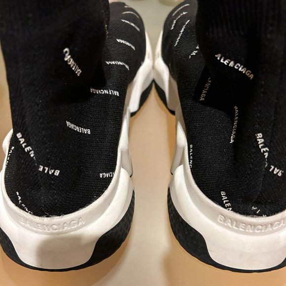 Balenciaga authentic Speed Sock Logo Sneaker Black and White, size 11 - Picture 4 of 14